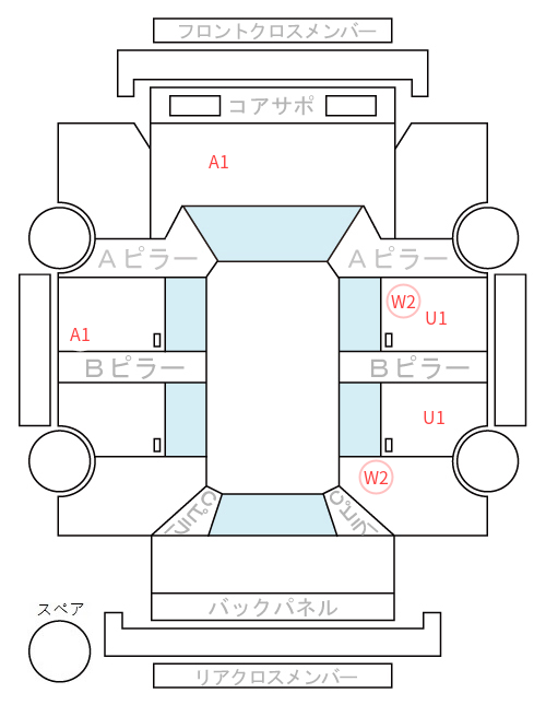 Body condition diagram (damage marks, Japanese labels)