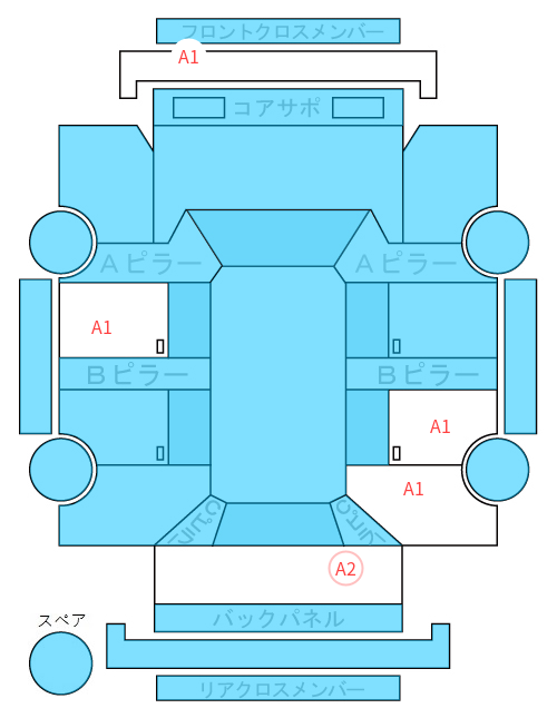 Body condition diagram (damage marks, Japanese labels)