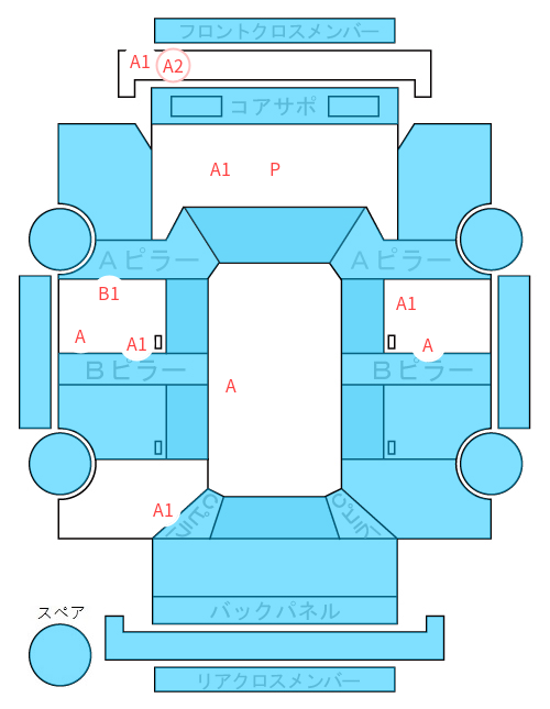 Body condition diagram (damage marks, Japanese labels)