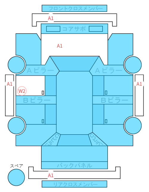 Body condition diagram (damage marks, Japanese labels)