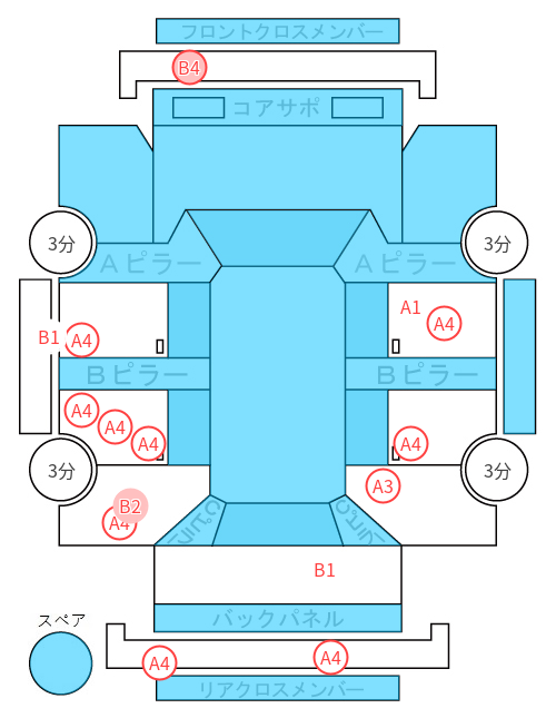 Body condition diagram (damage marks, Japanese labels)