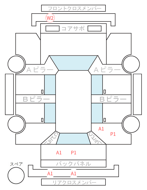 Body condition diagram (damage marks, Japanese labels)