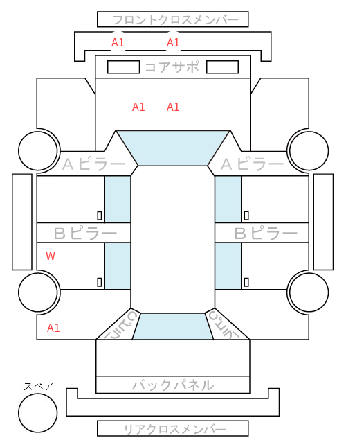 Body condition diagram (damage marks, Japanese labels)