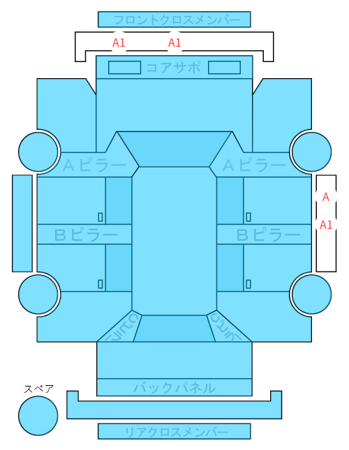 Body condition diagram (damage marks, Japanese labels)