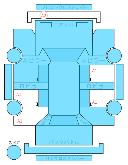 Body condition diagram (damage marks, Japanese labels)