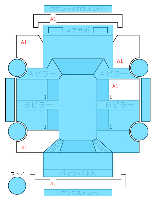 Body condition diagram (damage marks, Japanese labels)