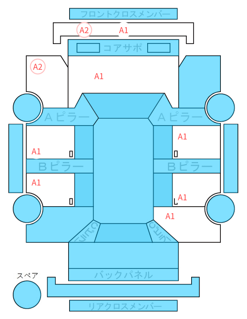 Body condition diagram (damage marks, Japanese labels)