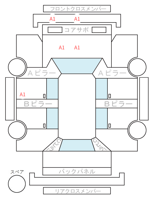 Body condition diagram (damage marks, Japanese labels)