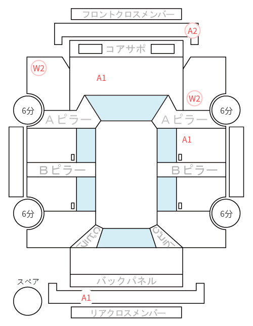 Body condition diagram (damage marks, Japanese labels)