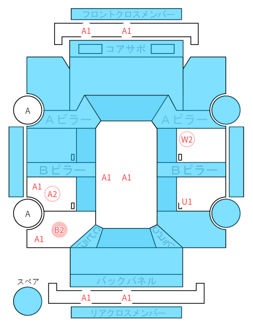 Body condition diagram (damage marks, Japanese labels)