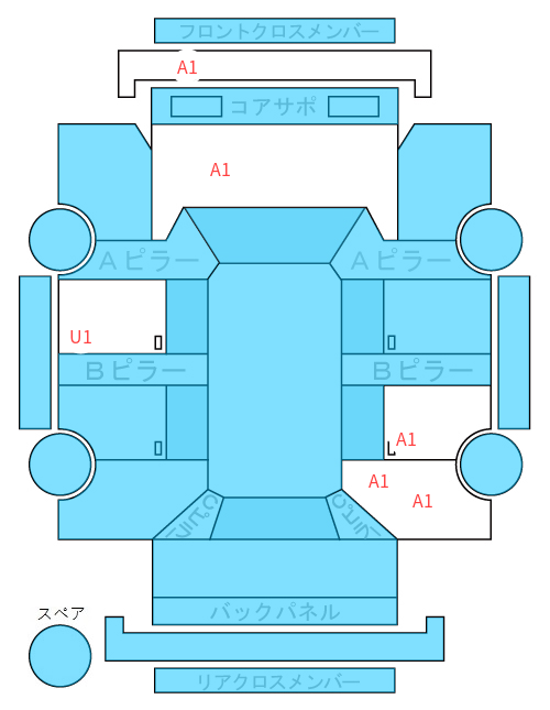 Body condition diagram (damage marks, Japanese labels)
