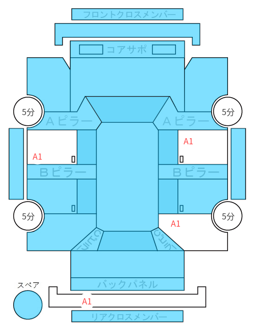Body condition diagram (damage marks, Japanese labels)
