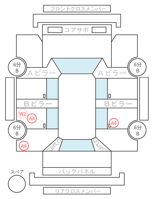 Body condition diagram (damage marks, Japanese labels)