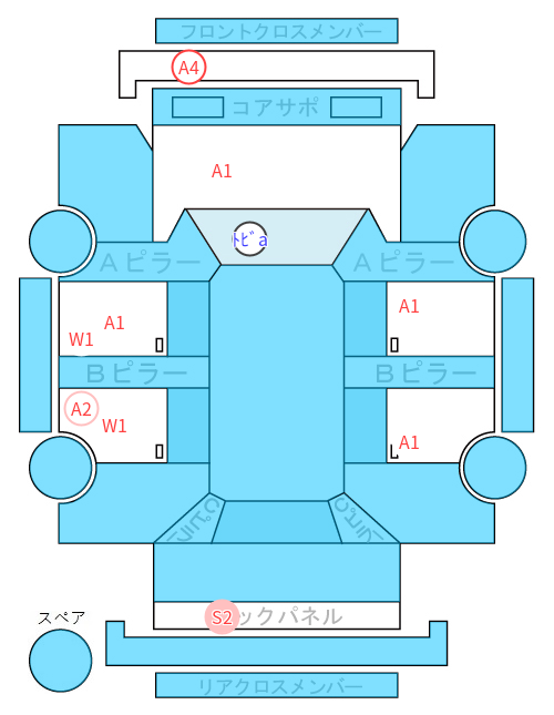 Body condition diagram (damage marks, Japanese labels)