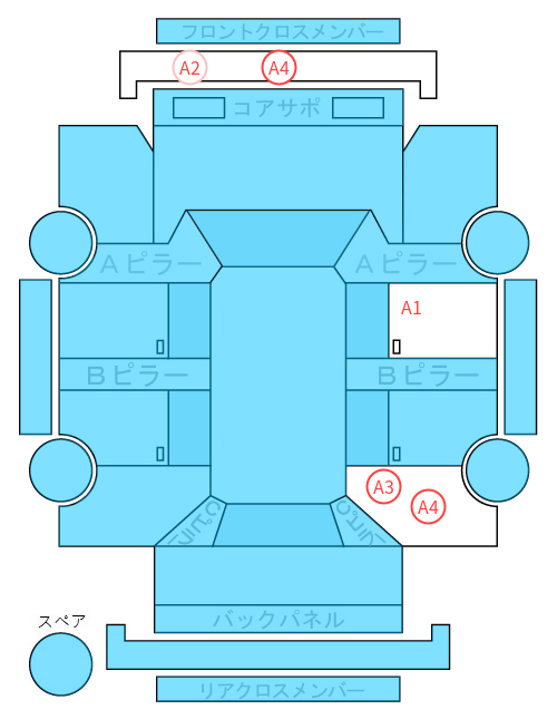 Body condition diagram (damage marks, Japanese labels)