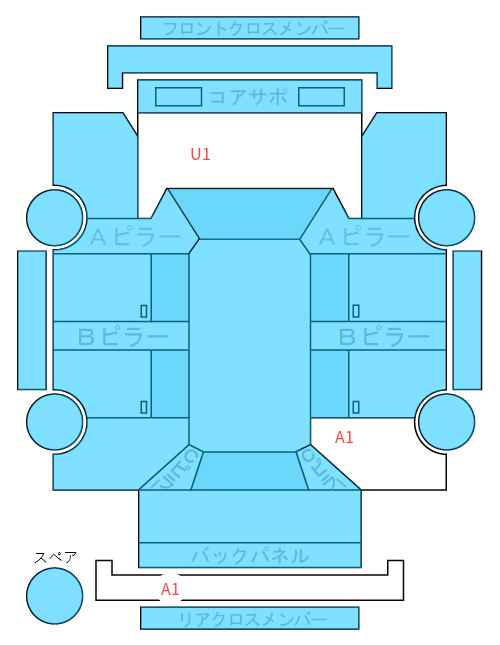 Body condition diagram (damage marks, Japanese labels)
