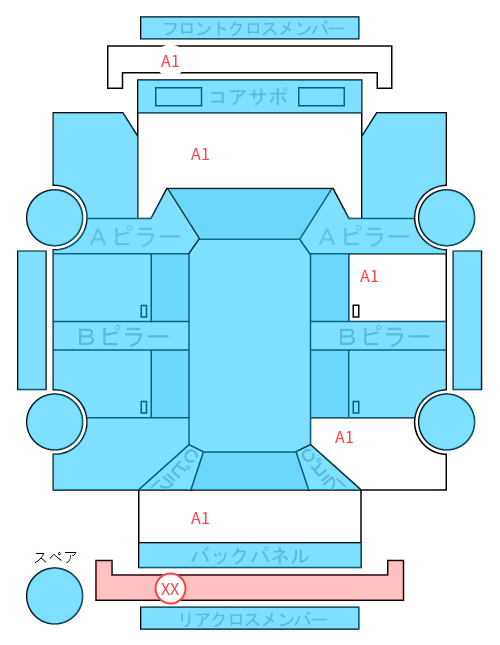 Body condition diagram (damage marks, Japanese labels)