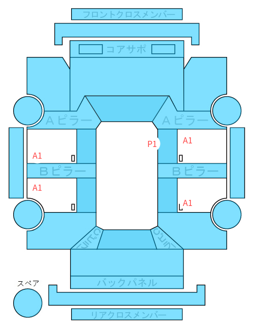 Body condition diagram (damage marks, Japanese labels)