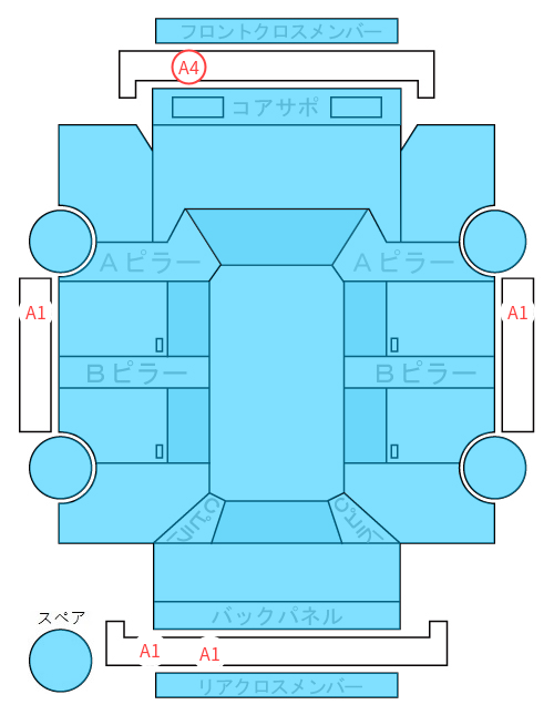 Body condition diagram (damage marks, Japanese labels)