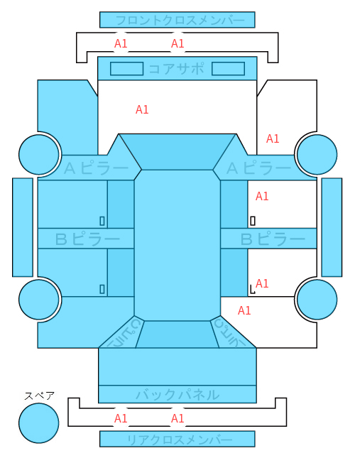 Body condition diagram (damage marks, Japanese labels)