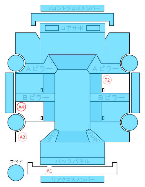 Body condition diagram (damage marks, Japanese labels)
