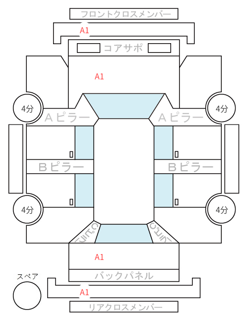 Body condition diagram (damage marks, Japanese labels)