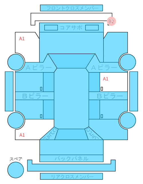 Body condition diagram (damage marks, Japanese labels)
