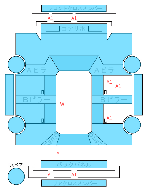 Body condition diagram (damage marks, Japanese labels)