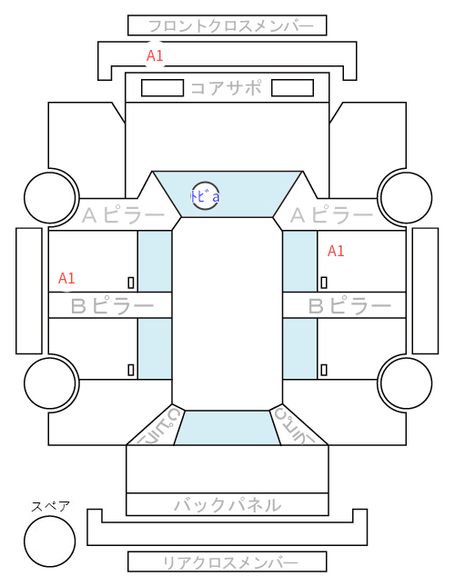 Body condition diagram (damage marks, Japanese labels)