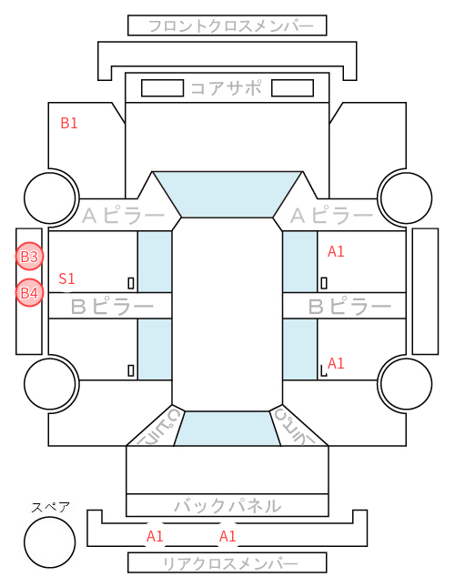 Body condition diagram (damage marks, Japanese labels)