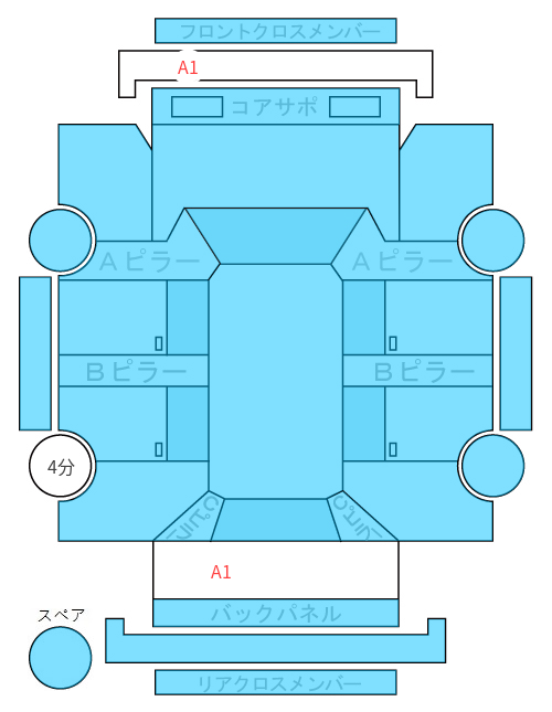 Body condition diagram (damage marks, Japanese labels)