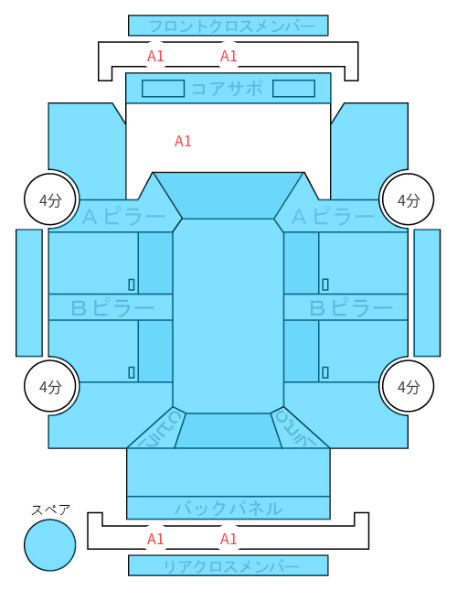 Body condition diagram (damage marks, Japanese labels)