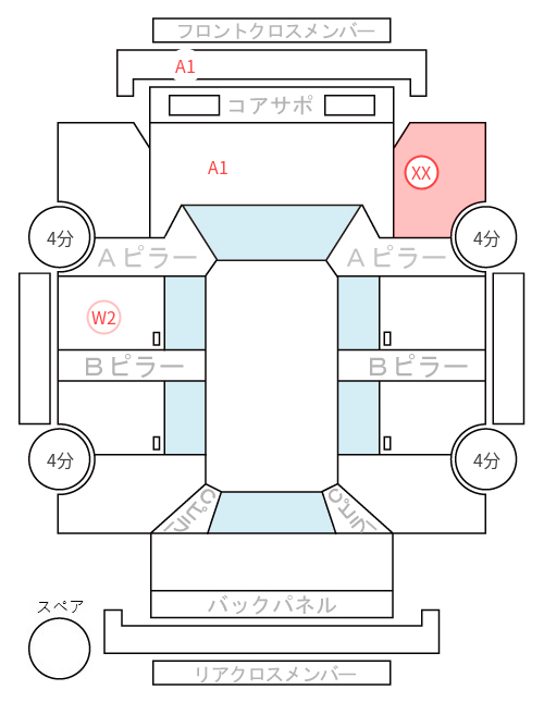 Body condition diagram (damage marks, Japanese labels)
