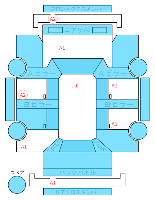 Body condition diagram (damage marks, Japanese labels)