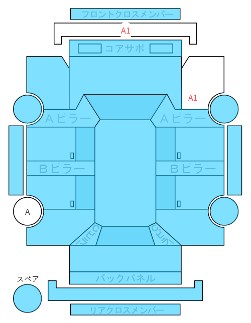Body condition diagram (damage marks, Japanese labels)