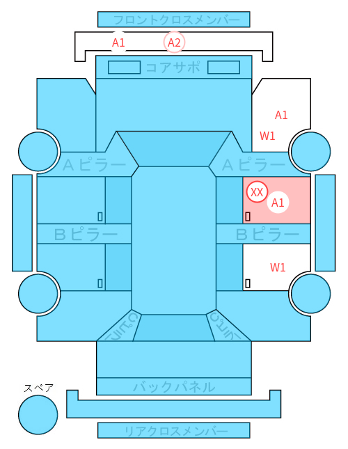 Body condition diagram (damage marks, Japanese labels)
