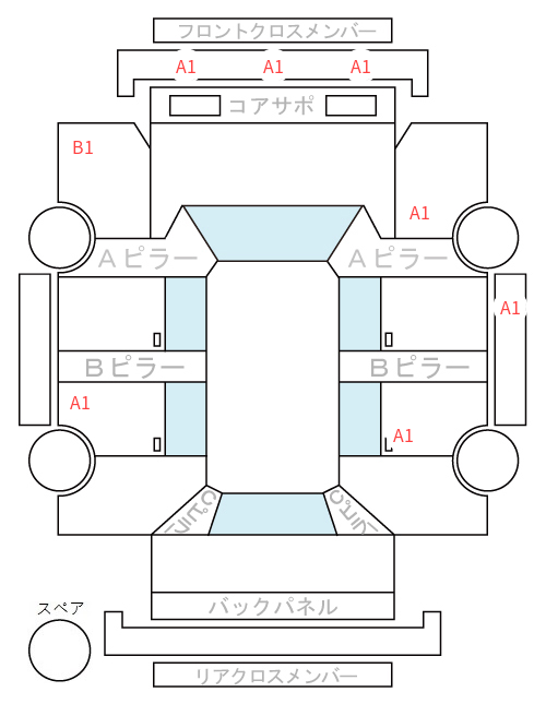 Body condition diagram (damage marks, Japanese labels)
