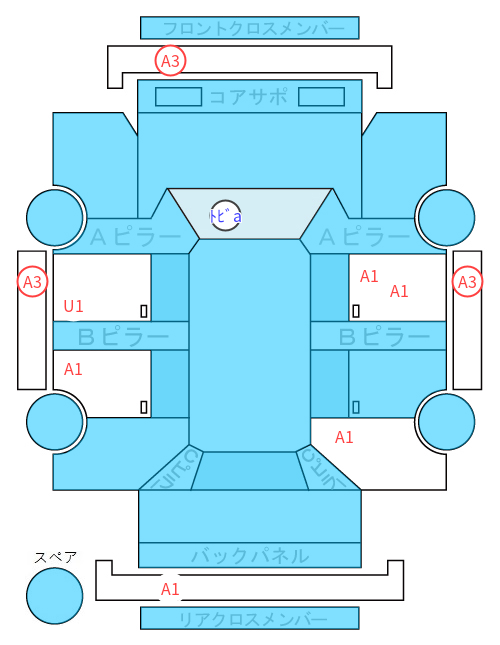 Body condition diagram (damage marks, Japanese labels)