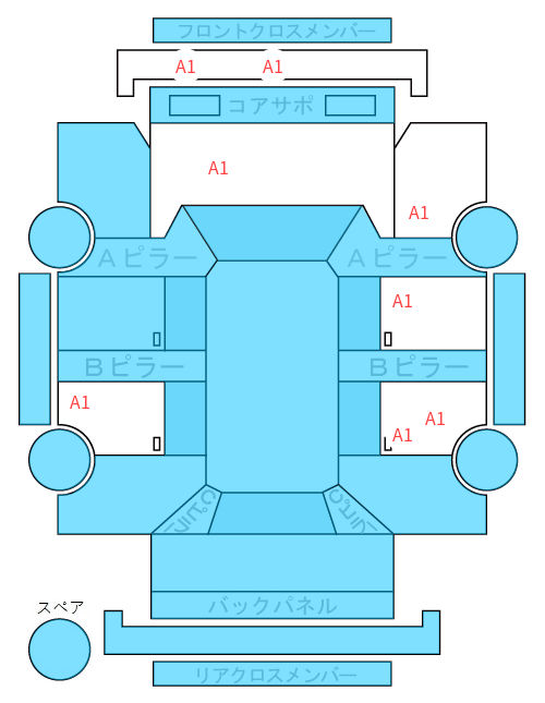 Body condition diagram (damage marks, Japanese labels)