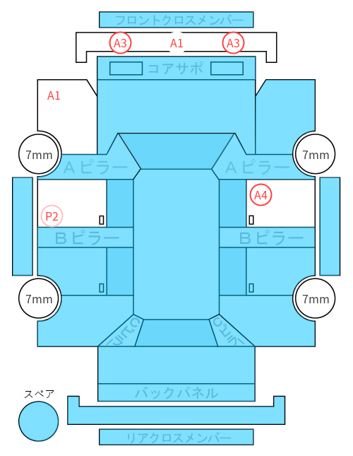 Body condition diagram (damage marks, Japanese labels)