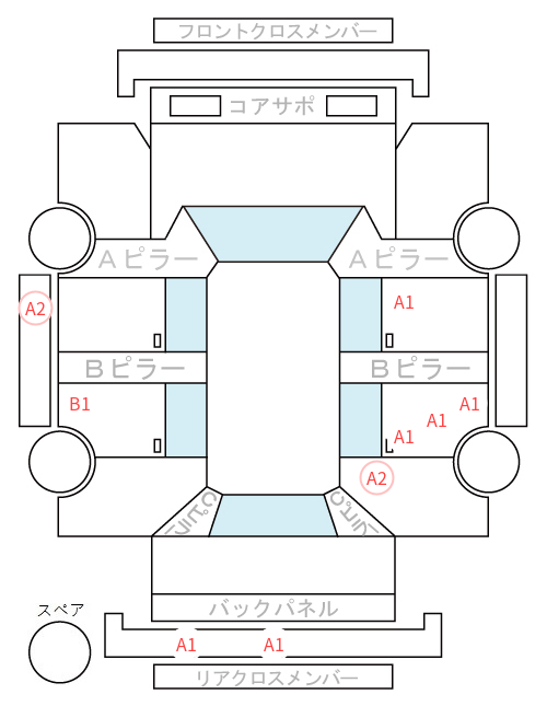 Body condition diagram (damage marks, Japanese labels)