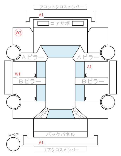 Body condition diagram (damage marks, Japanese labels)