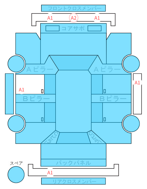 Body condition diagram (damage marks, Japanese labels)