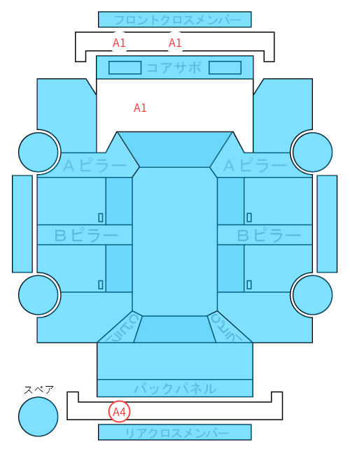 Body condition diagram (damage marks, Japanese labels)