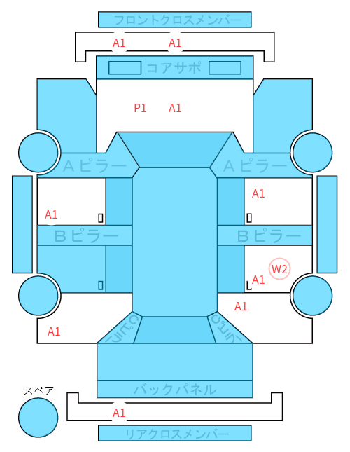 Body condition diagram (damage marks, Japanese labels)