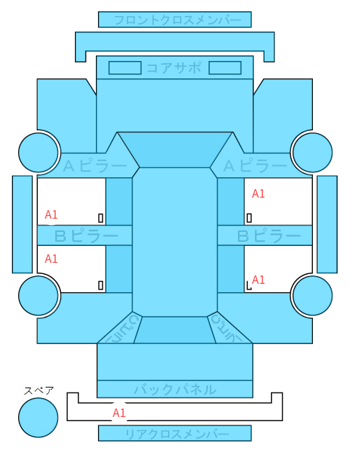 Body condition diagram (damage marks, Japanese labels)