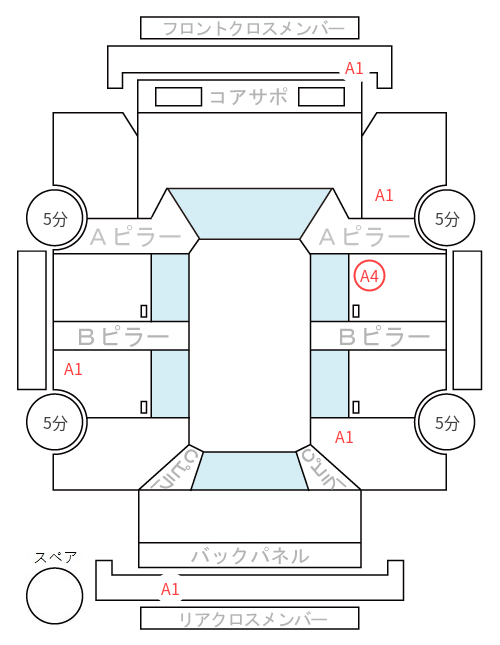 Body condition diagram (damage marks, Japanese labels)