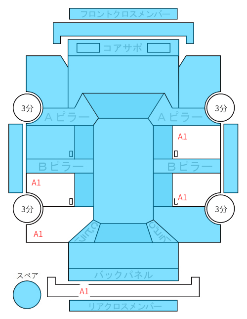 Body condition diagram (damage marks, Japanese labels)