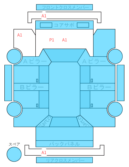 Body condition diagram (damage marks, Japanese labels)