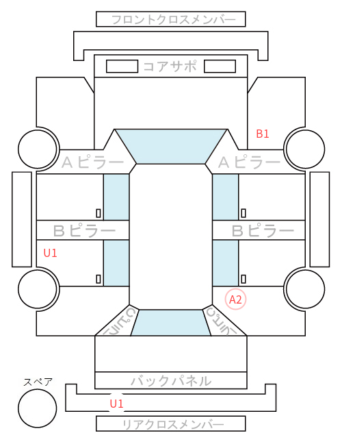 Body condition diagram (damage marks, Japanese labels)